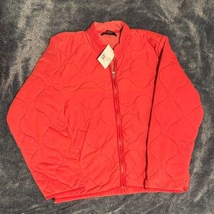 Forever 21 Red Quilted Zip-Up Jacket